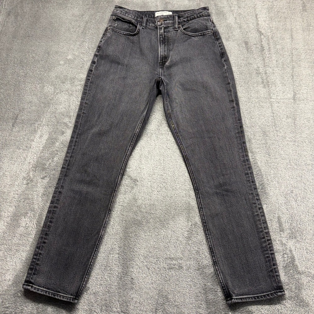 Abercrombie & Fitch Mom Jeans Women 27/4L Black‎ Good High Rise Zip Fly